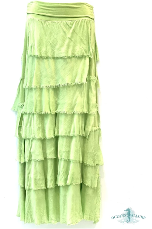 Celery Flutter Maxi Skirt