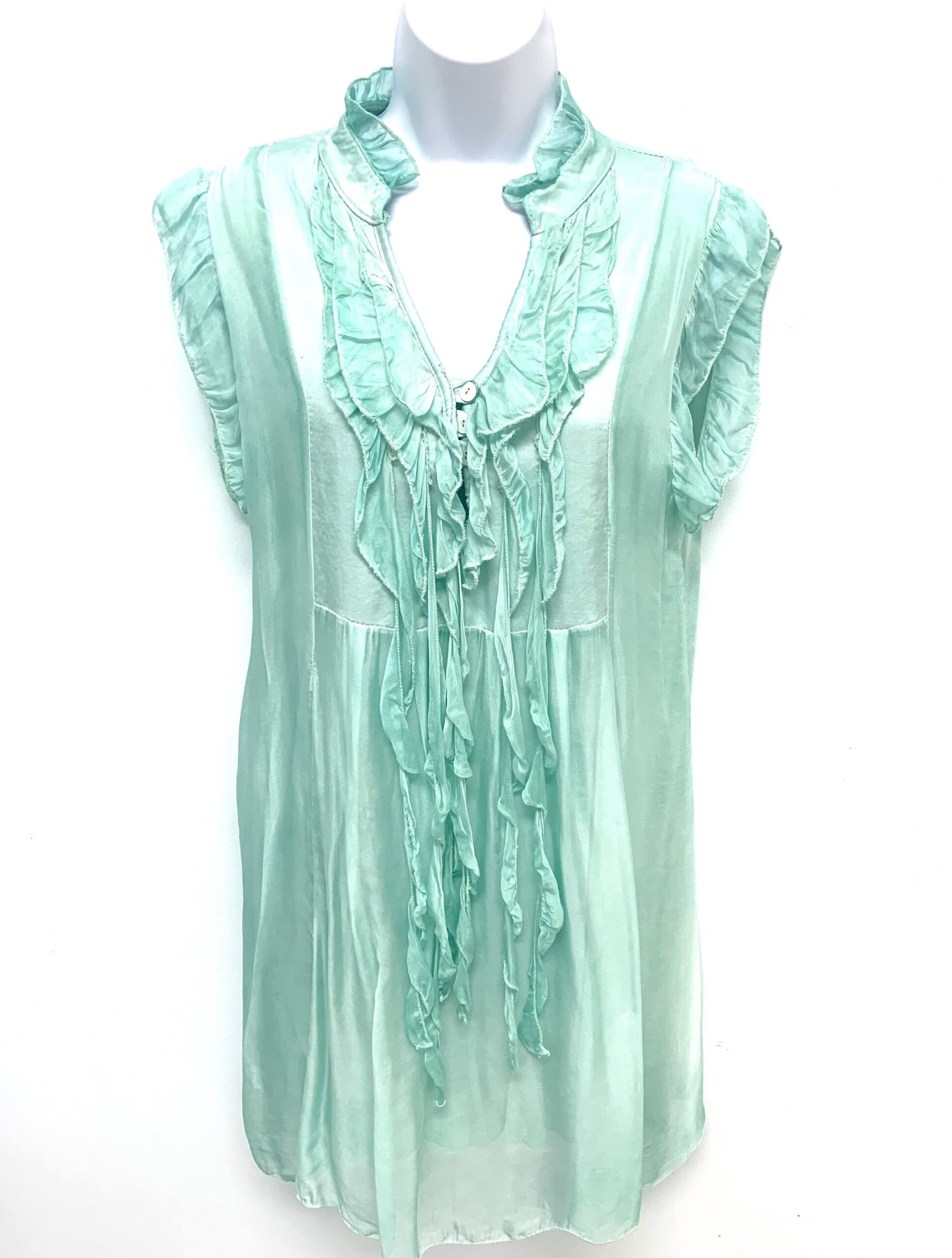 Mint Silk Slvs Ruffle Dress – Oceans Allure