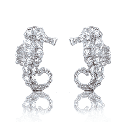 CZ Seahorse Stud Earrings – Oceans Allure