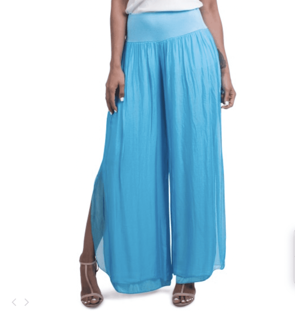 Turquoise Slit Silk Lined Pants – Oceans Allure