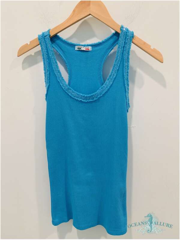 Turquoise Sequin Racer Tank