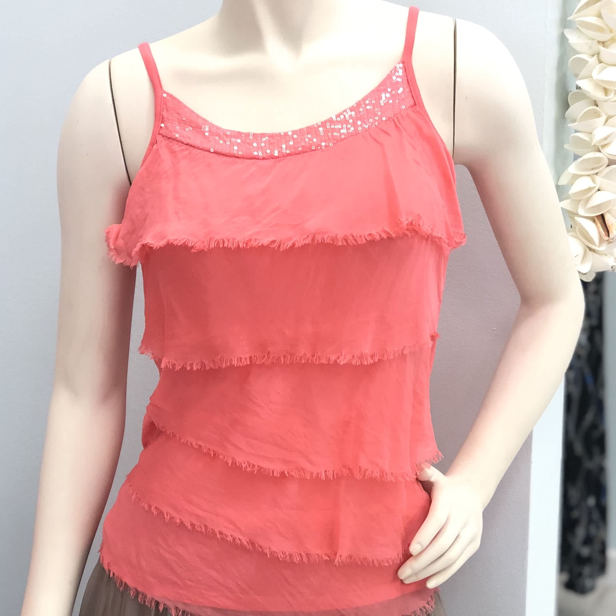 Coral Silk Sequin Layer Tank – Oceans Allure