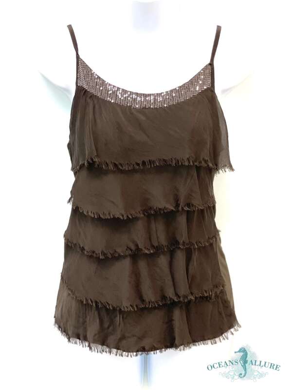 Chocolate Silk Sequin Layer Tank