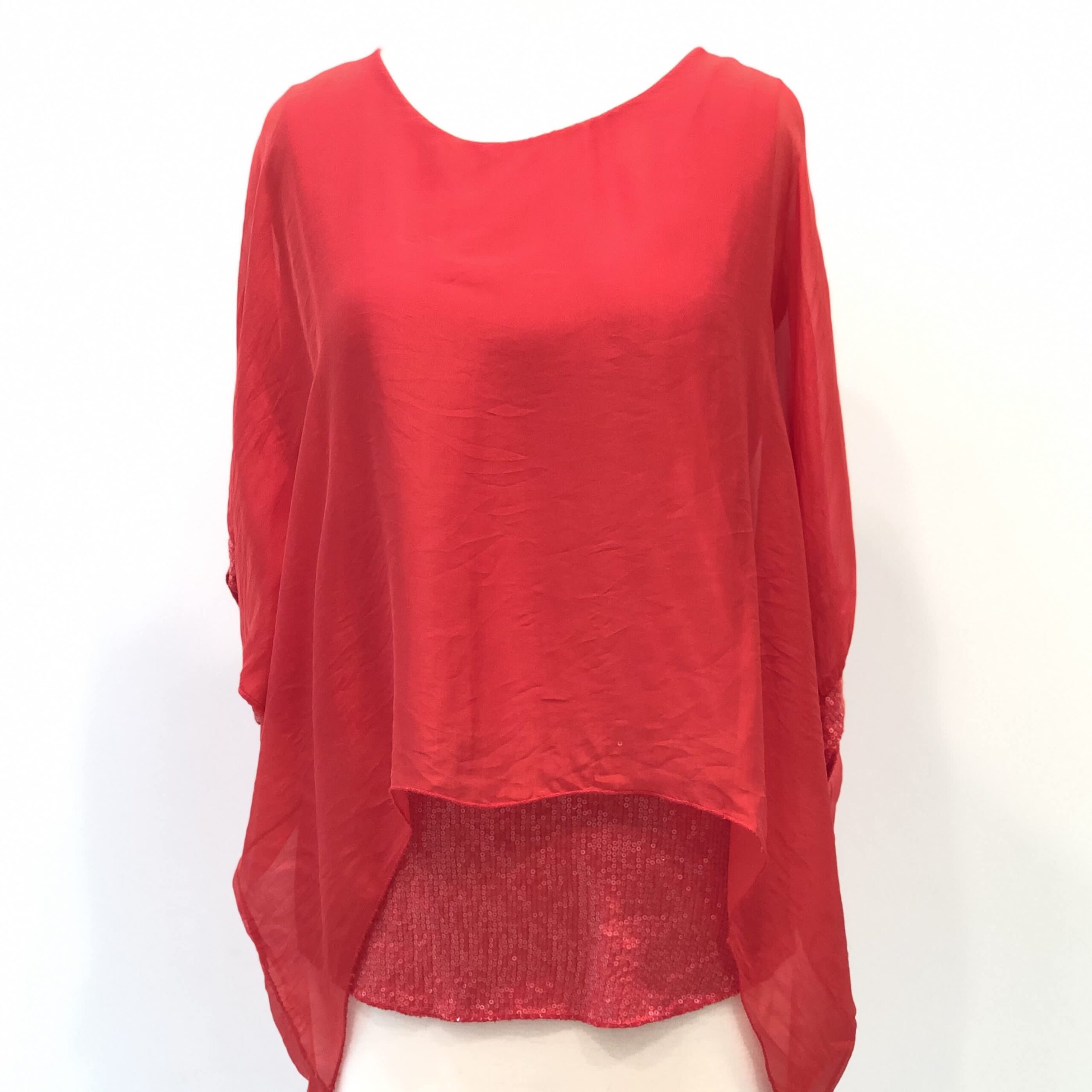 Red Silk Sequin Layer Top – Oceans Allure