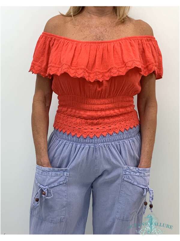 Coral Ingrid Top