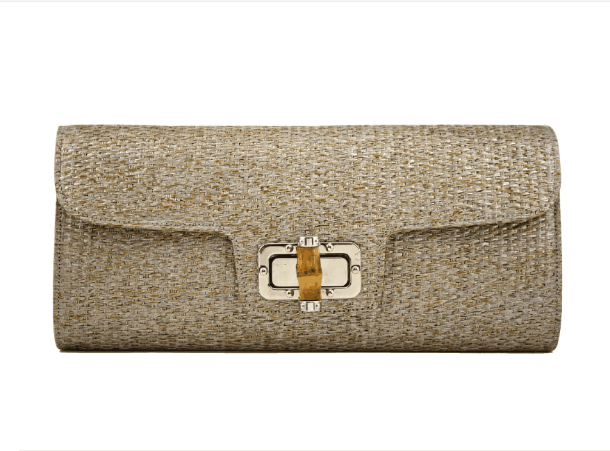 Gold Woven Clutch with Bamboo Turn – Oceans Allure
