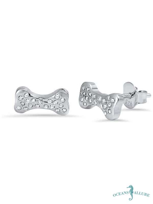 CZ Silver Bone Stud Earring