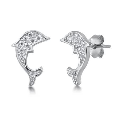 Sterling CZ Dolphin Studs – Oceans Allure