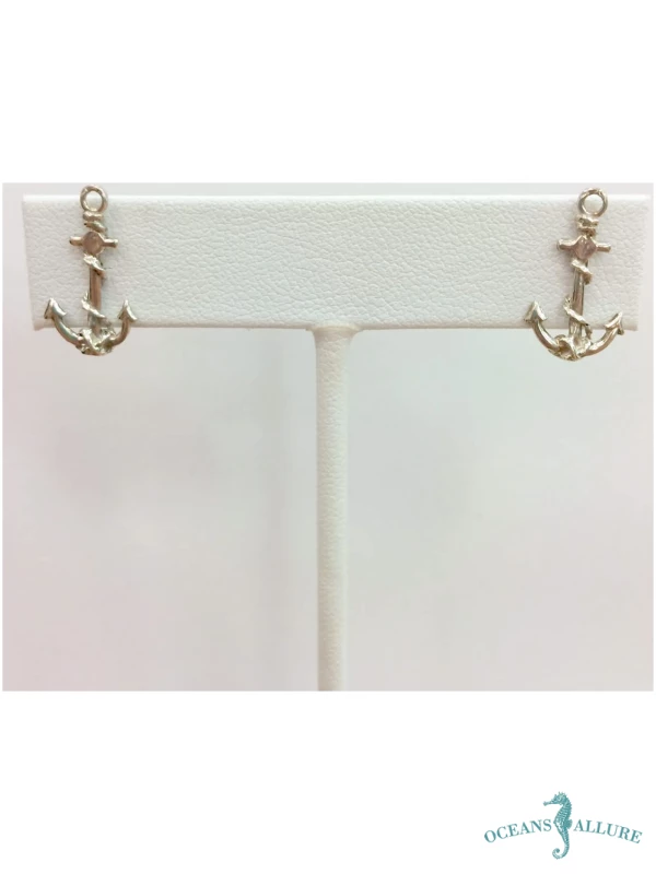 Sterling Anchor Stud Earrings with Rope Detail
