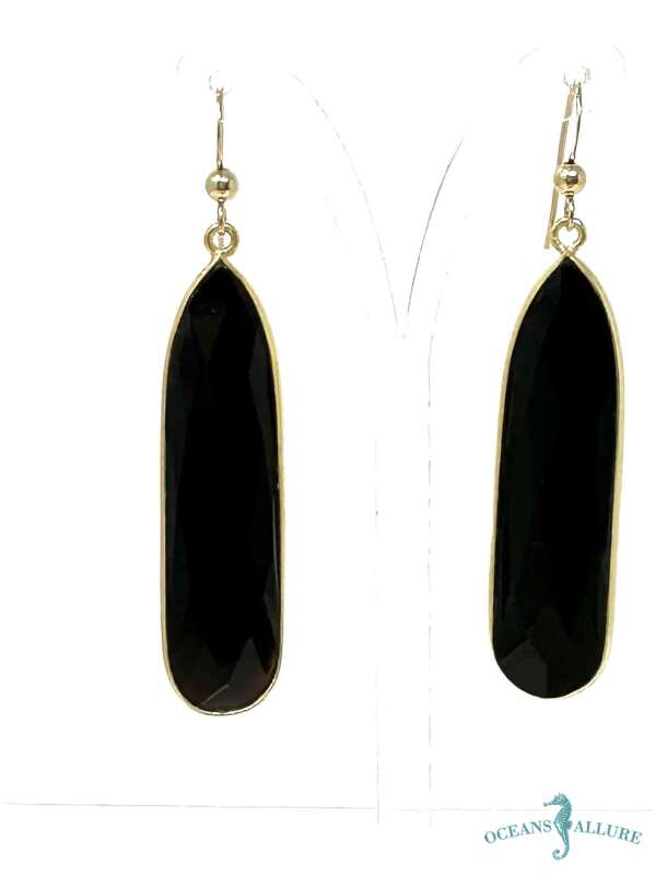 GF Skinny Teardrop Onyx Earrings