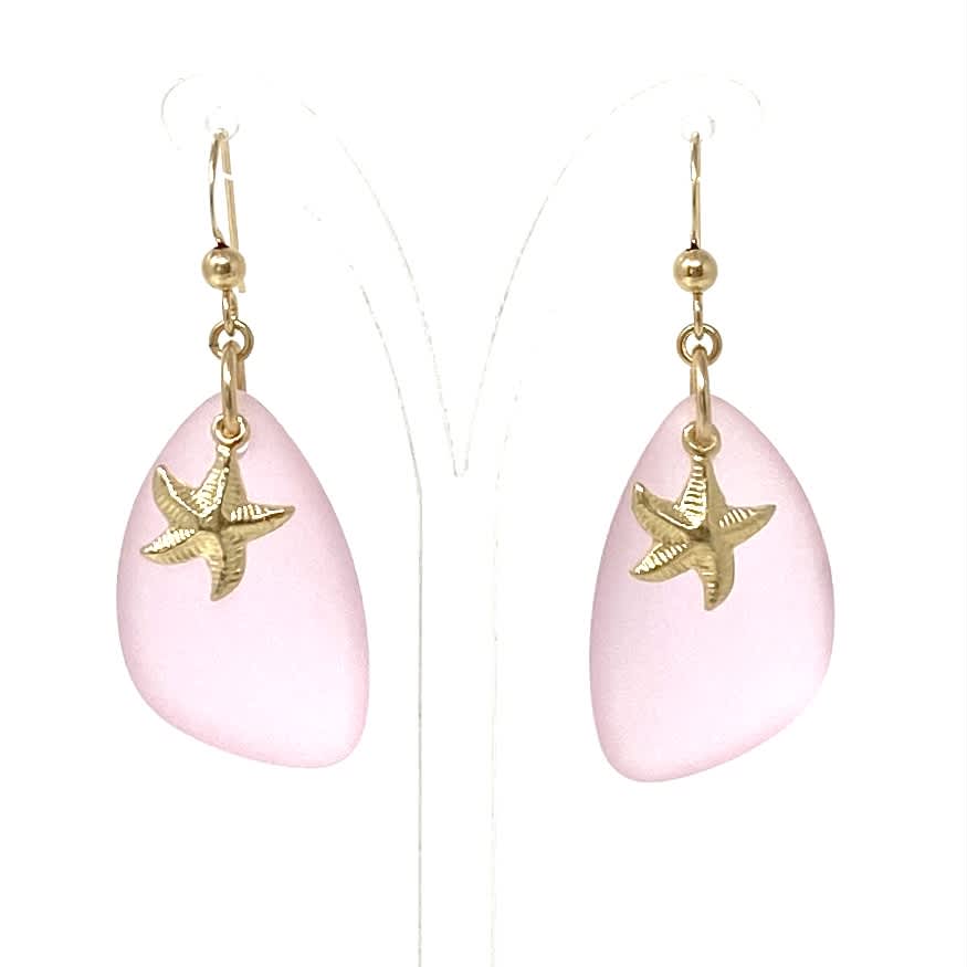 Pink Sea Glass Hoop Earrings main image 1