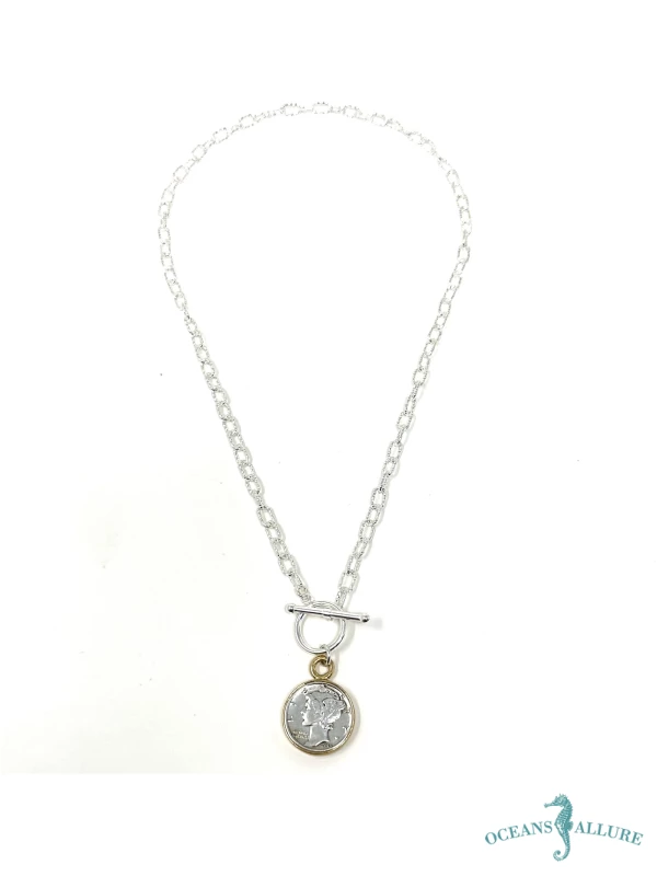 2 Tone Coin SM Paperclip Chain Drop
