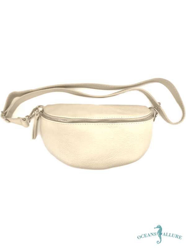 Beige Leather Fanny Pack/Cross-body Bag