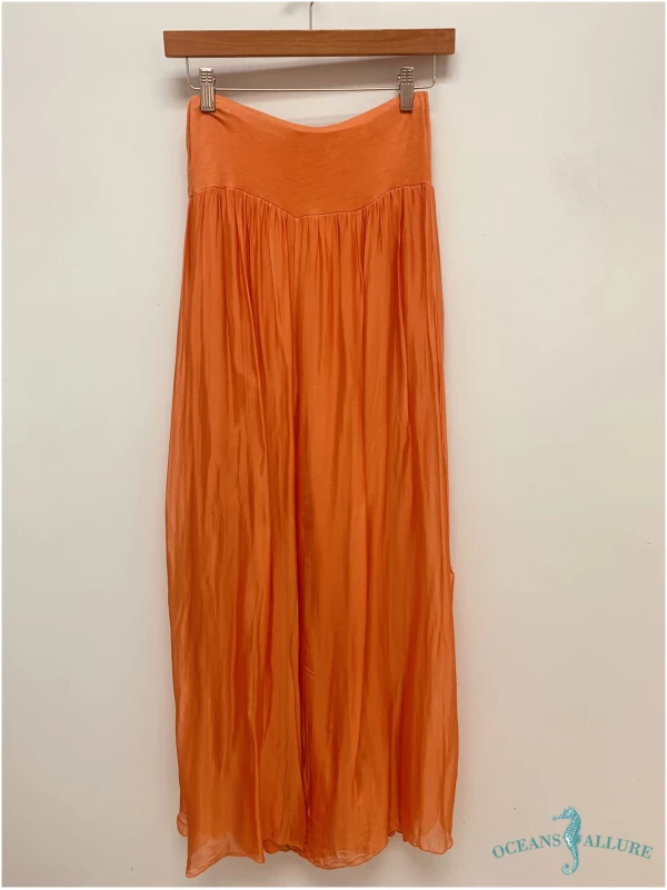 Orange Slit Silk Lined Pants