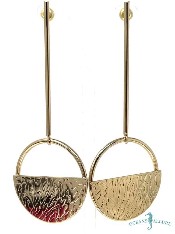 3.5" Gold Circle Drop Earrings