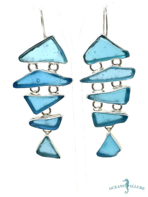 Aqua Recycled Glass Earrings