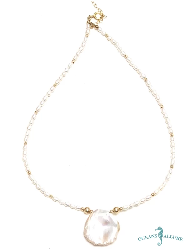 Round Keshi & Rice Pearl GF Necklace