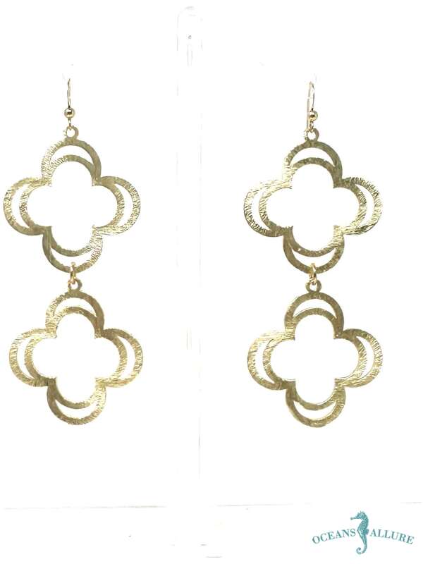 Double Clover GP Drop Earrings