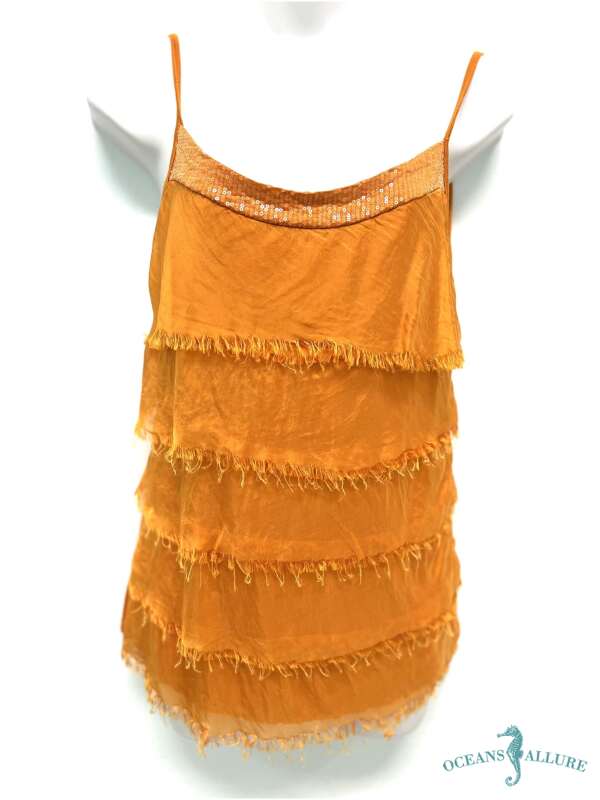 Tangerine Silk Sequin Layer Tank