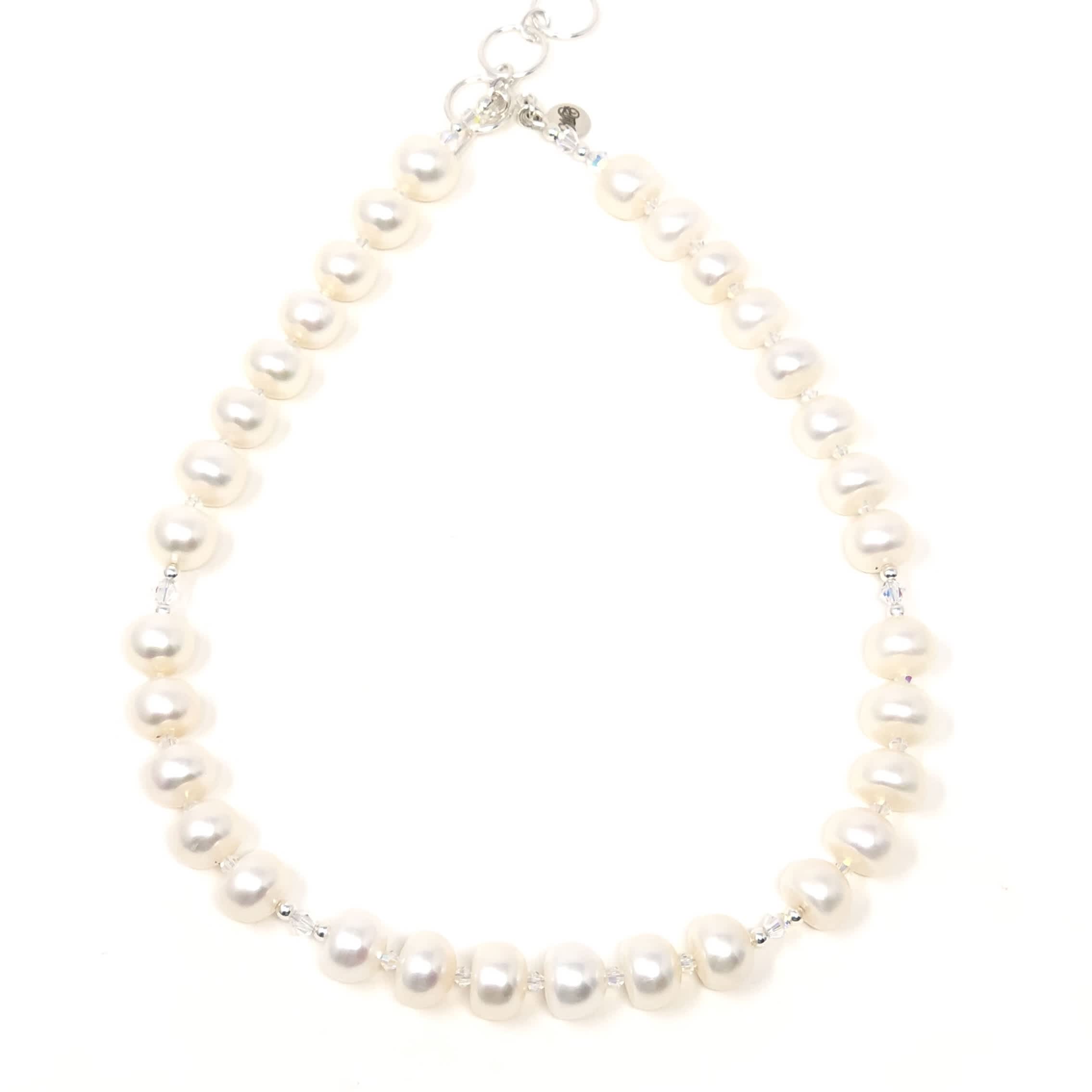 Button Pearl & Swarovski Necklace – Oceans Allure