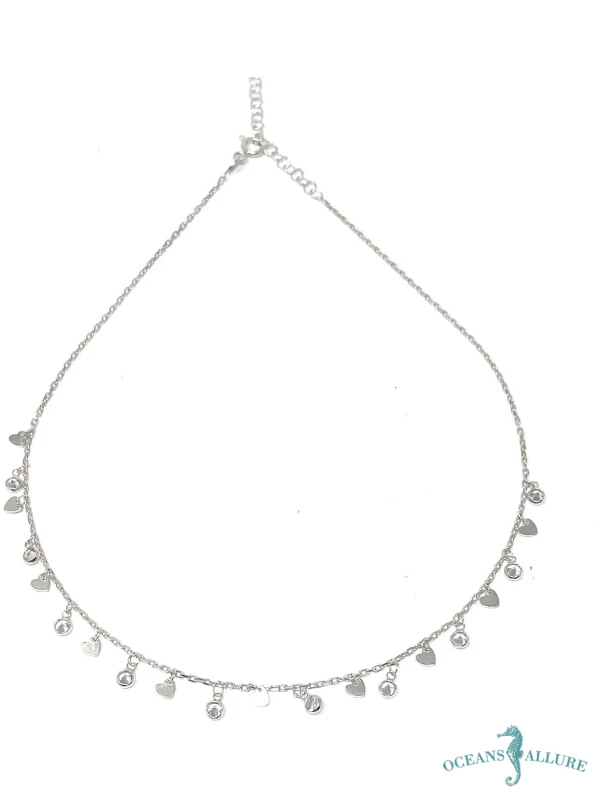 Sterling CZ Heart Drop Necklace