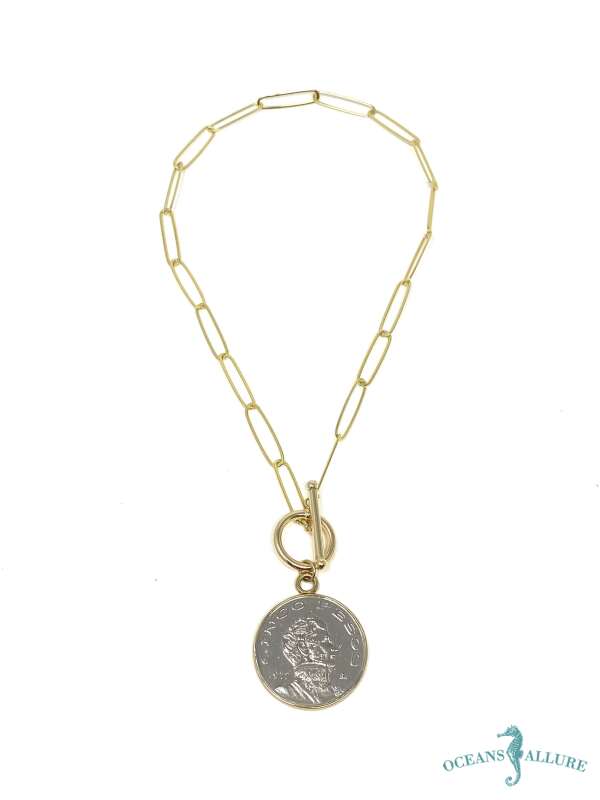 LG. GP Paperclip Chain & 2-Tone Coin Drop