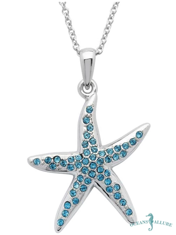 Starfish & Aqua Crystal Pendant