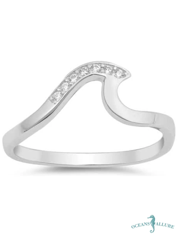 Wave Ring SS - Half CZ