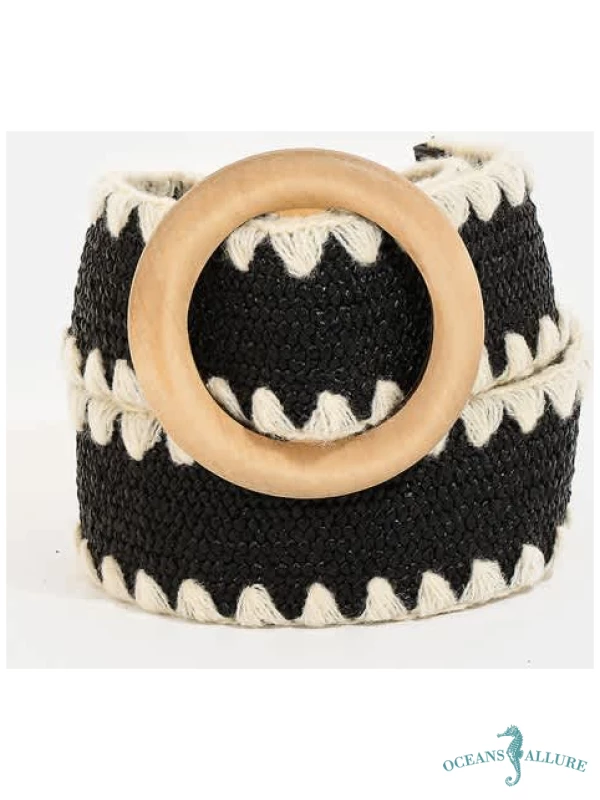 Black Wooden Buckle Belt