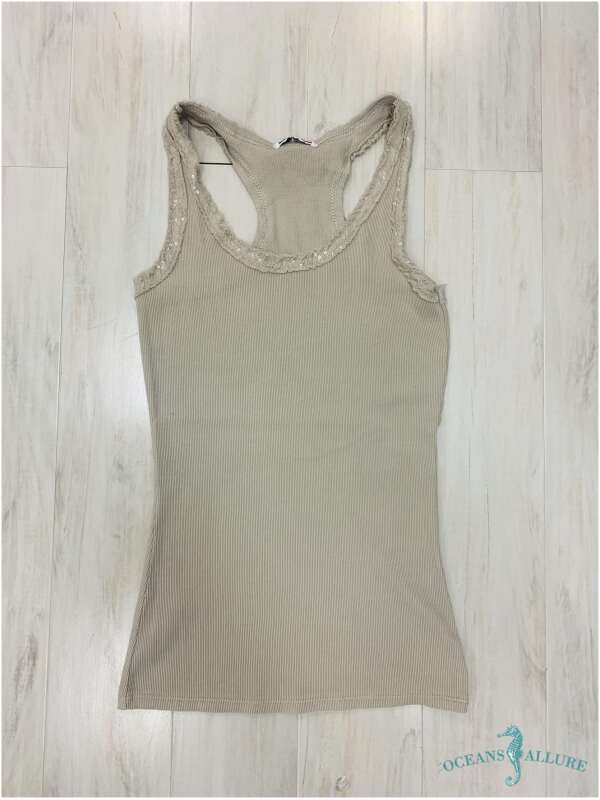 Taupe Sequin Racer Tank