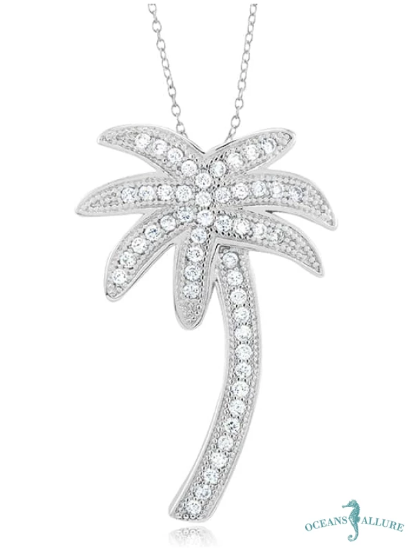 Palm Tree - Large CZ Silver