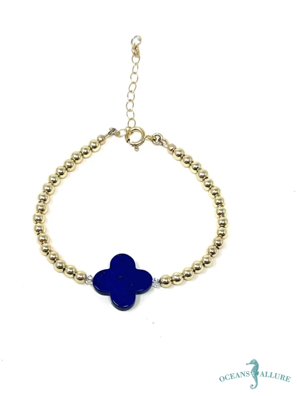 4mm GF Clover Lapis Bead Bracelet