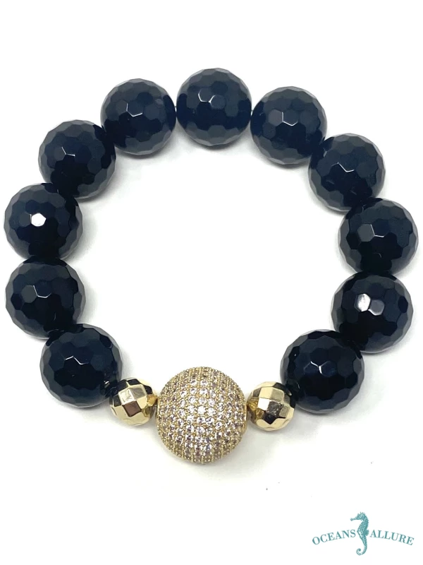 10mm Onyx & Vermil CZ Ball Bracelet