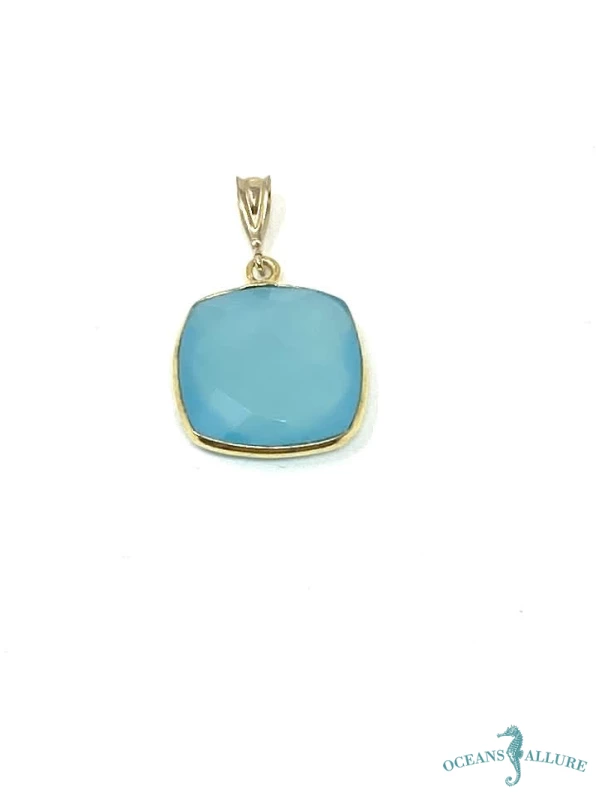 12mm GF Square Chalcedony Pendant