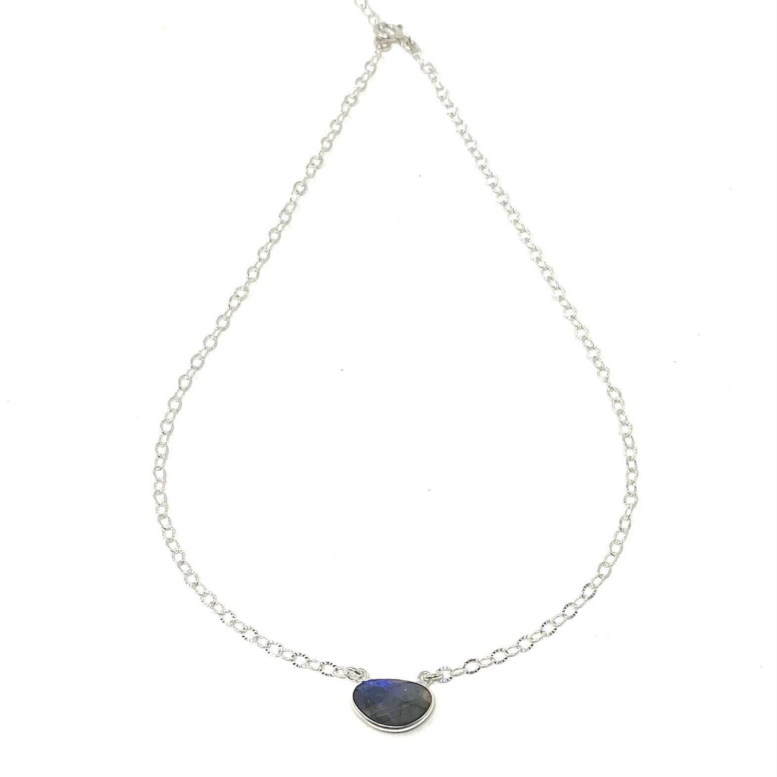 Silver Crescent Labradorite Necklace – Oceans Allure
