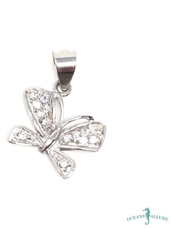 Solid CZ Butterfly Pendant