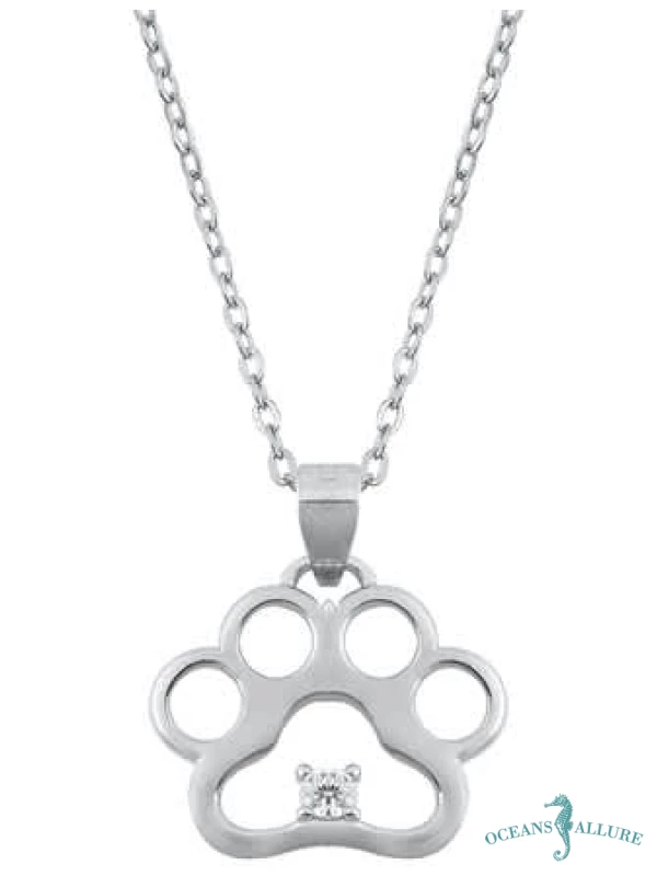 Single CZ Paw Pendant