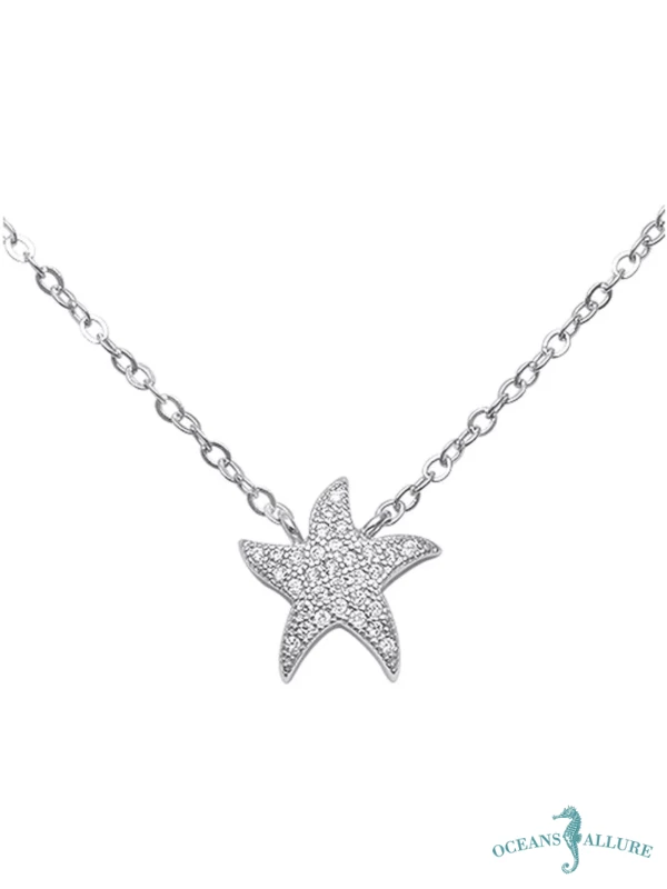 Sterling CZ Starfish Necklace