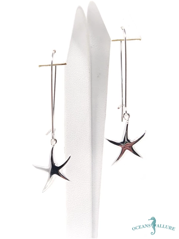Solid Sterling Starfish Dangle Earrings