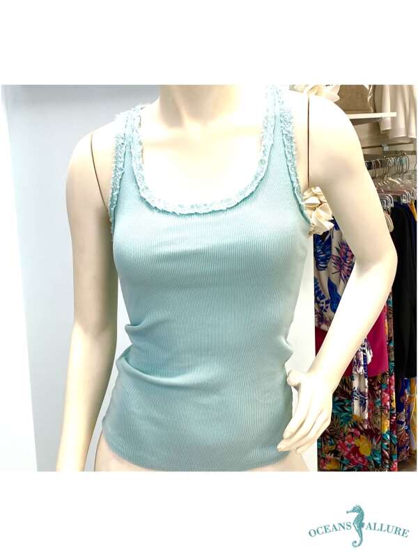 Aqua Sequin Racer Tank