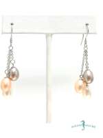 Triple Pearl Drop Earrings - Image 2