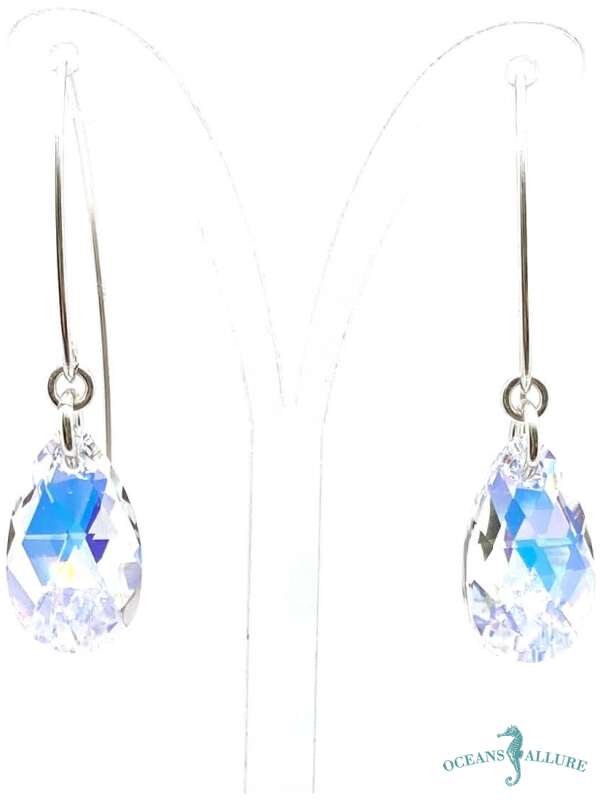 Sterling 16mm Aurora Crystal Hook Earrings