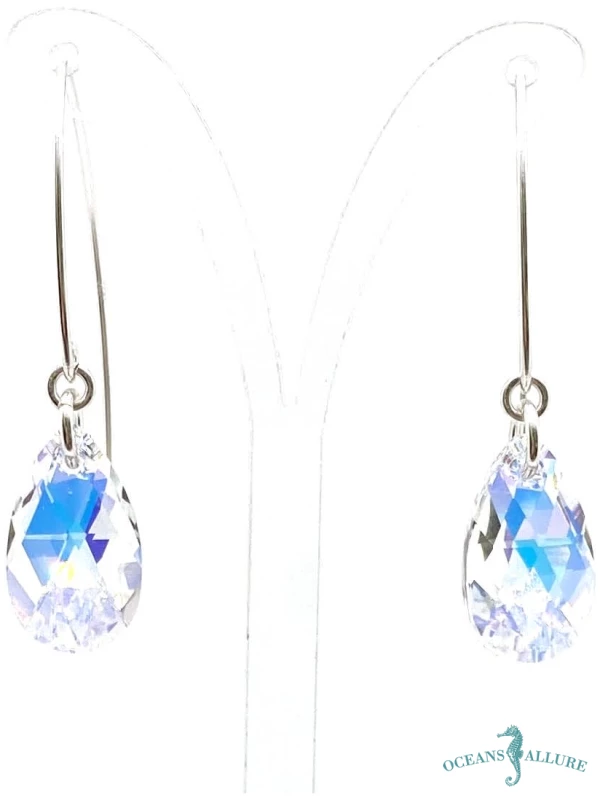 Sterling 16mm Aurora Crystal Hook Earrings
