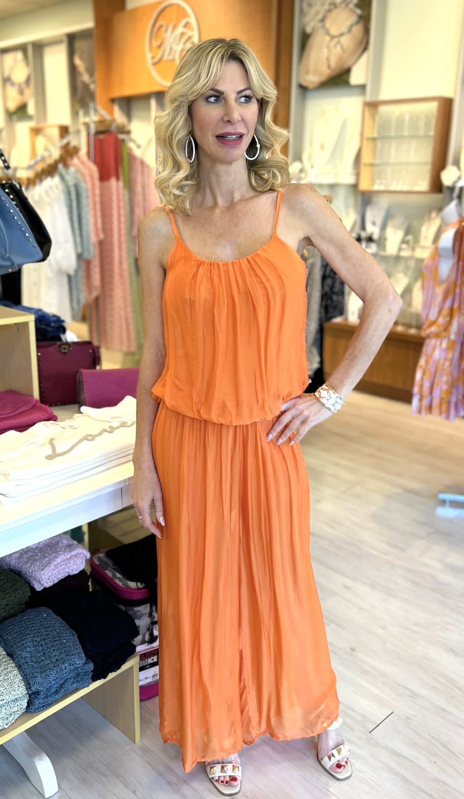 Tangerine Orange Double Breasted Silk Suit main image 0