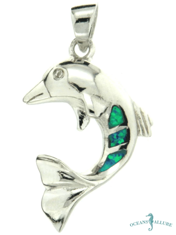 Sterling & Opal Dolphin (Three Small Opals)