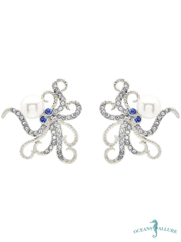 Swarovski & Pearl Octopus Earrings