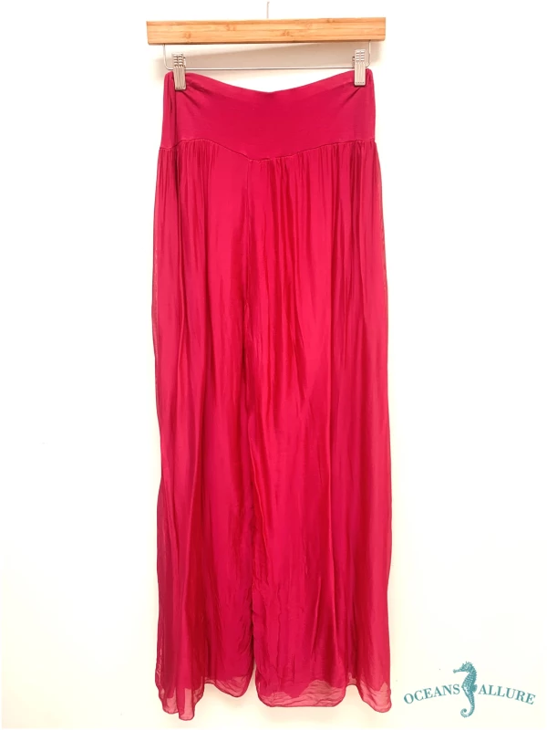 Fuchsia Slit Silk Lined Pants