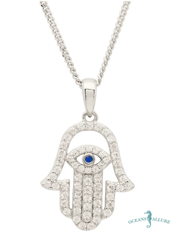 Silver Evil Eye CZ Necklace