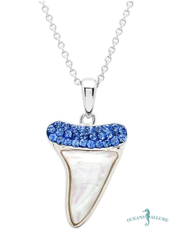 MOP/Sapphire Crystal Shark Tooth Necklace