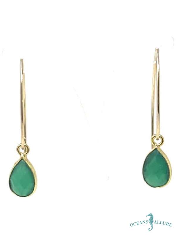 12mm GF Pear Green Onyx Earrings